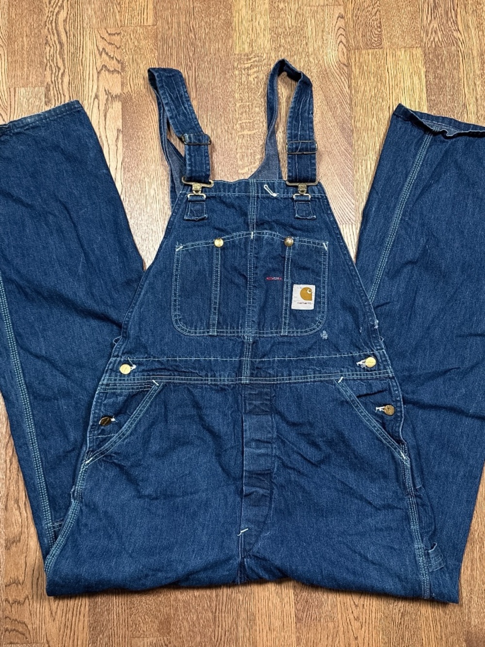 Vintage 70s Carhartt Made in USA Denim Overalls Carpenter Dungarees Mens 38